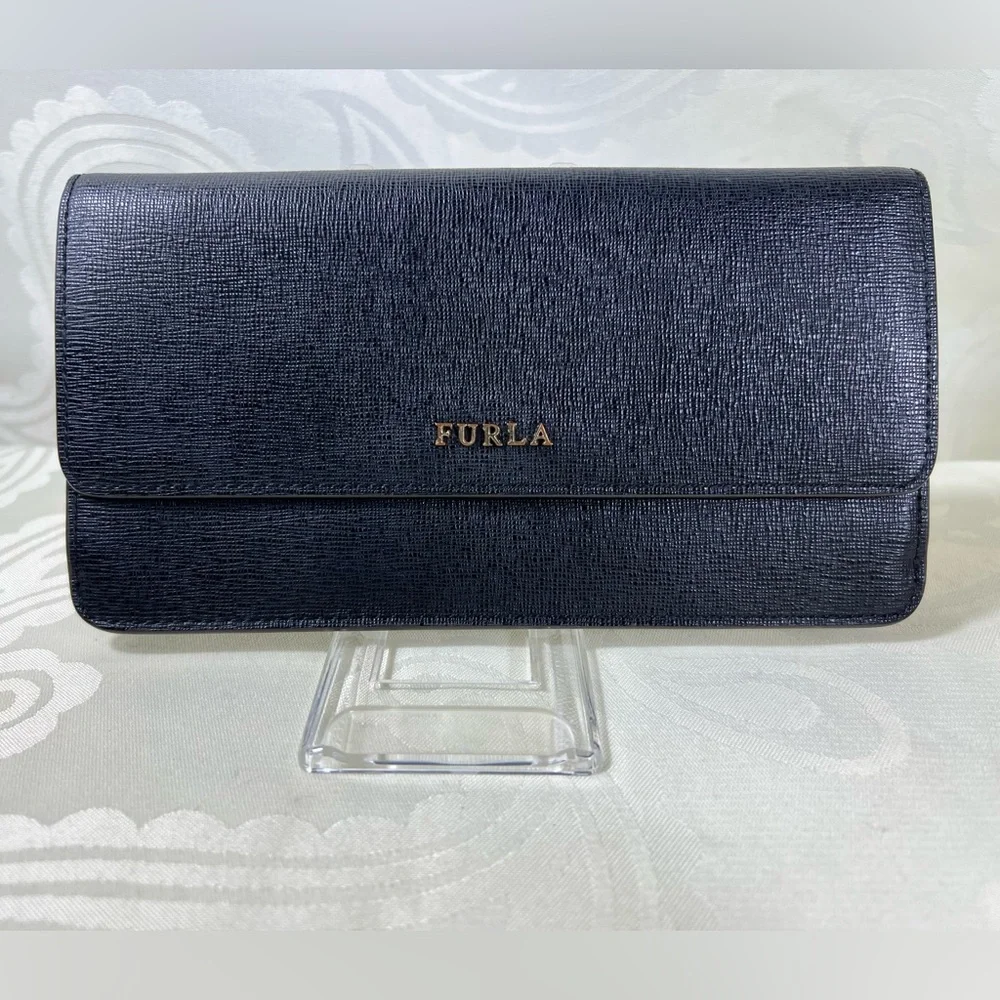 2007: Furla Black Pebbled Leather Continental Wallet